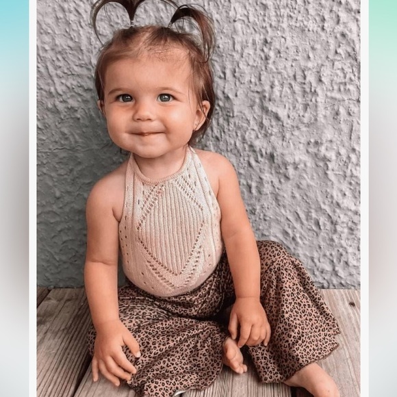 Bailey's Blossoms Drake Crochet Halter Tie Romper With Snap Closure - 3T & 4T - Picture 3 of 7